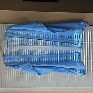 Kimono Blue&White Sheer And Flowy